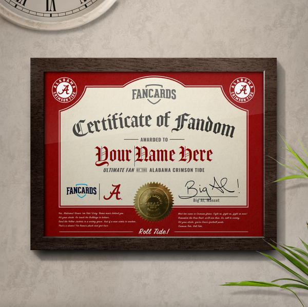 Alabama Certificate of Fandom