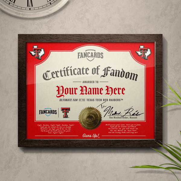 Texas Tech Certificate of Fandom