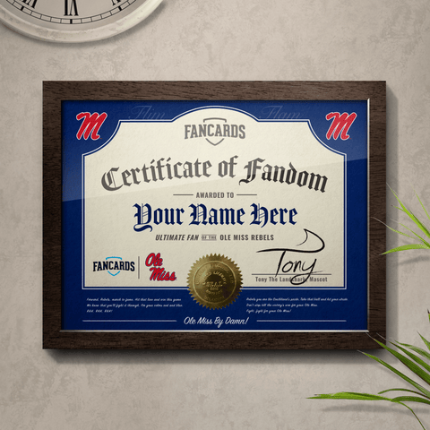 Ole Miss Certificate of Fandom