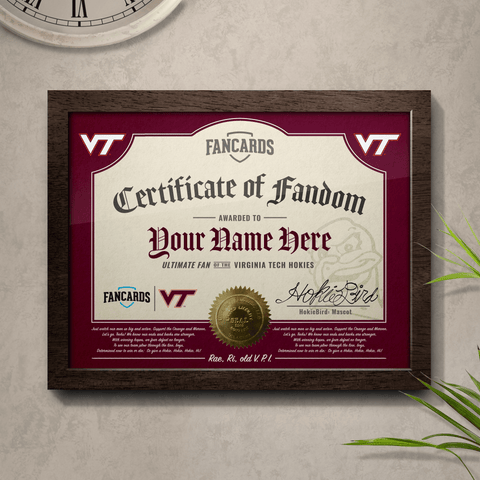 Virginia Tech Certificate of Fandom